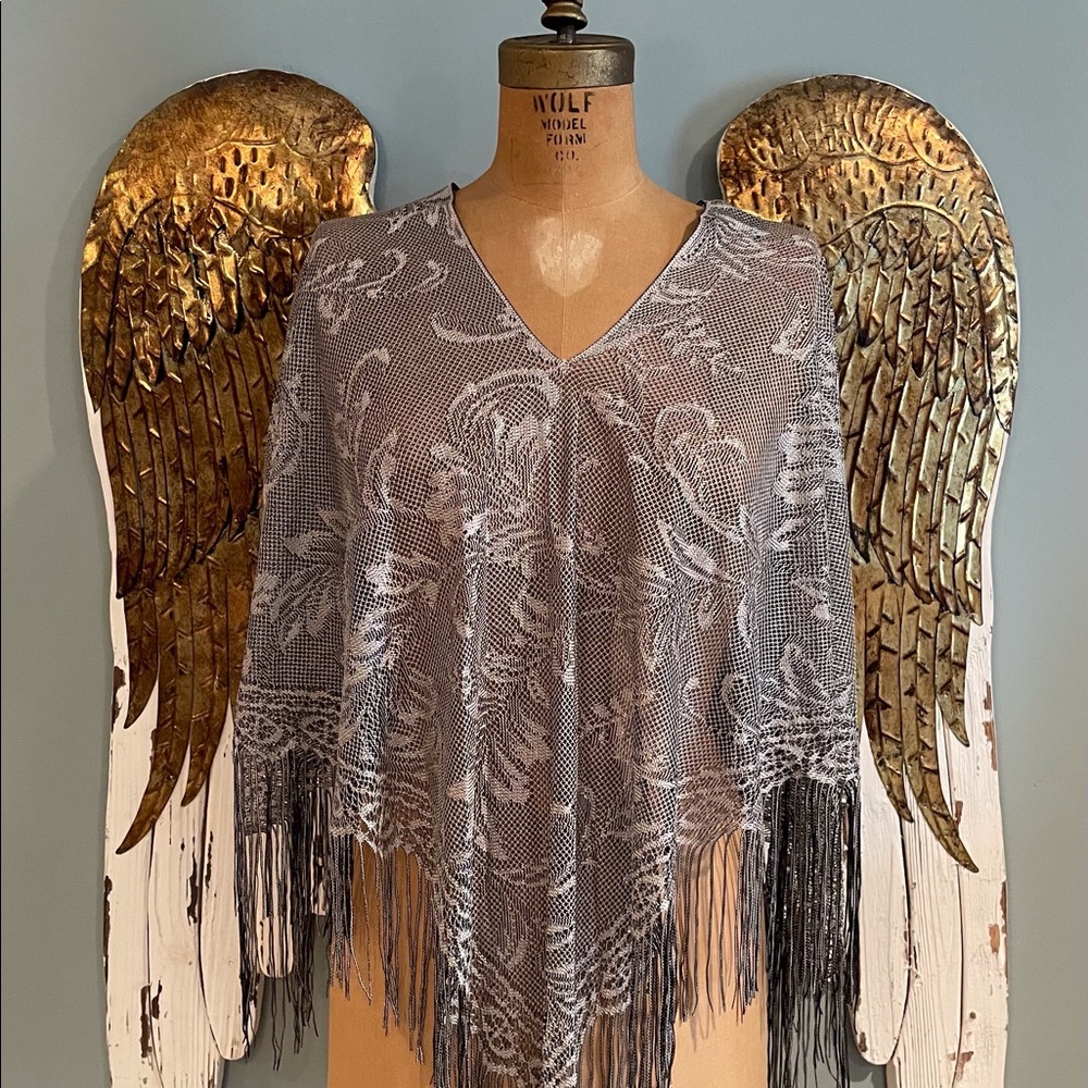 Silver Shawl With Fringe